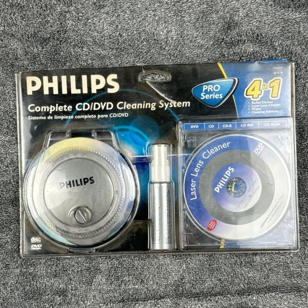 Philips Pro Series 4-in-1 Complete CD DVD Cleaning System PH62030 New Old Stock